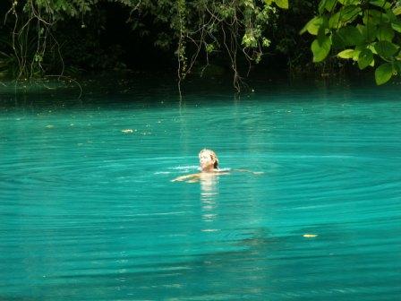 Pam at the Blue Hole, Oyster Island, Vanuatu
