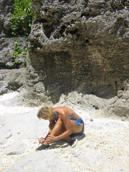 Photo - looking for shells on Niue Island